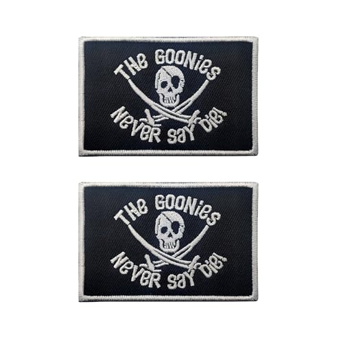 Blimark Goonies Never Say Die Patch: Lustige Militär-Moral-Aufnäher, niedlicher Meme-Mello Patch – Klettverschluss – bestickter Emblem-Verschluss für taktische Rucksäcke, Taschen, Murph-Westen, Jeans, von Blimark