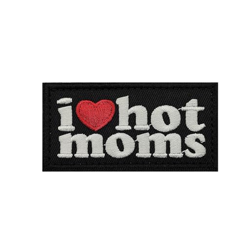 Blimark I Love Hot Moms Patch Moral Patches Military Patch Hook and Loop Embroidered Patches für Tactical Backpack Murph Vest Jackets Jeans Hats Helmets von Blimark