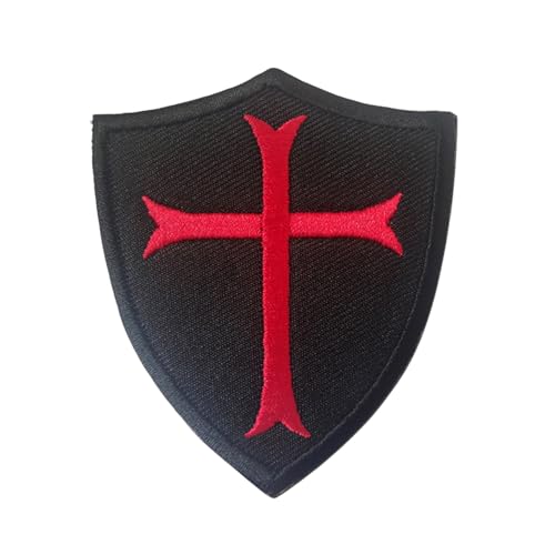 Tempelritter Kreuz Schild Patch Gesticktes Abzeichen Lustiges Meme Moral Patch Moral Patch Militär Patch Haken und Schlaufe Emblem für Taktische Rucksäcke Kleidung Jeans Hüte Taschen Helme Jersey von Blimark