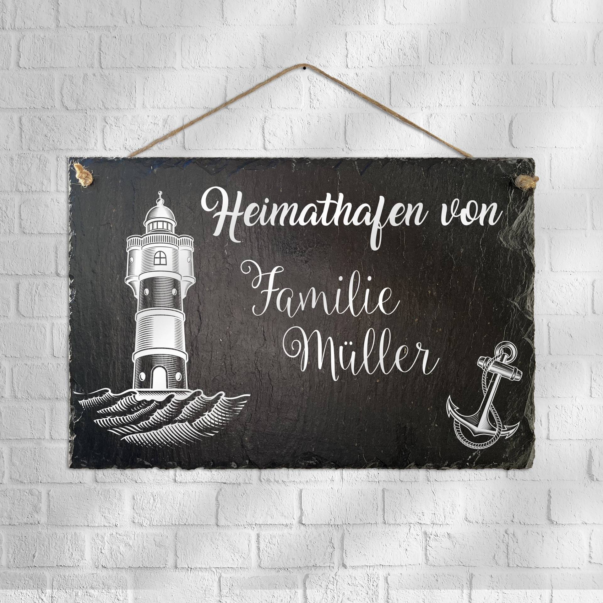 Familienschild "Heimathafen" Auf Schiefertafel - Personalisiert von BlimmelBlammel