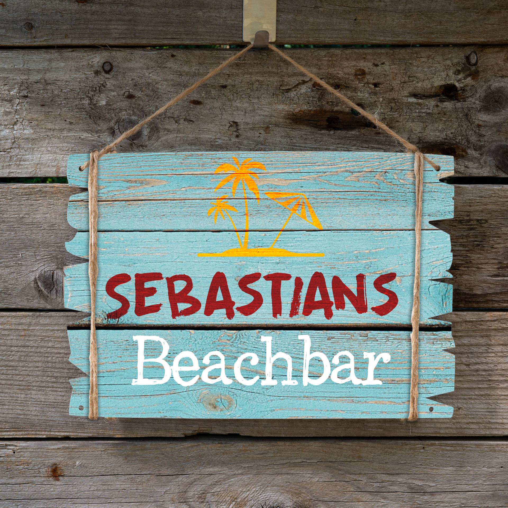 Holzschild Beachbar - Mit Deinem Wunschnamen Personalisierbar von BlimmelBlammel