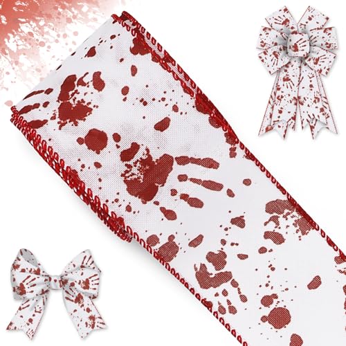 Blinket Halloween-Blutfleckenband zum Basteln, 6,3 x 9,1 m, gruseliges Horror-Band für Halloween-Party-Dekoration, DIY-Geschenkverpackung, Innen- und Außendekoration von Blinket