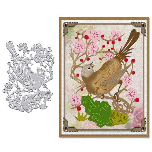 Blinket Stanzformen-Set mit Vogel- und Blumenmotiv für Kartenherstellung, aufwendiger chinesischer Papierschnitt-Stil, Scrapbooking, Prägeschablonen, DIY-Bastelschablonen für Grußkarten, von Blinket