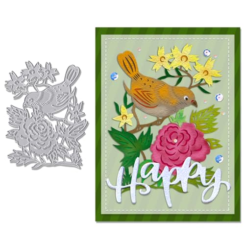 Blinket Stanzformen-Set mit Vogel- und Blumenmotiv für Kartenherstellung, aufwendiger chinesischer Papierschnitt-Stil, Scrapbooking, Prägeschablonen, DIY-Bastelschablonen für Grußkarten, von Blinket