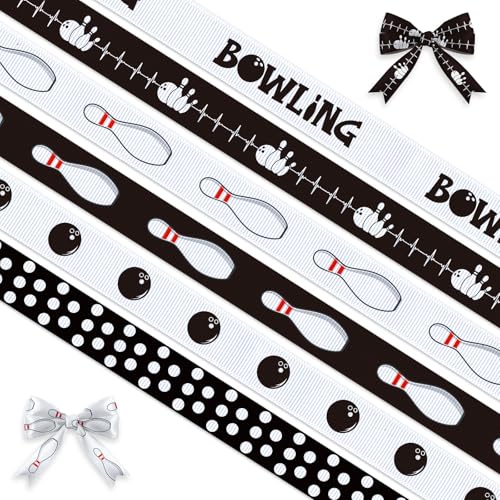 Bowlingband zum Verpacken von Geschenken, Bowling-Themenband mit Bowlingnadeln und Kugel, 2,5 cm breit, dekoratives Band für Party-Dekoration, Basteln, Geschenkverpackung, 2,7 m von Blinket