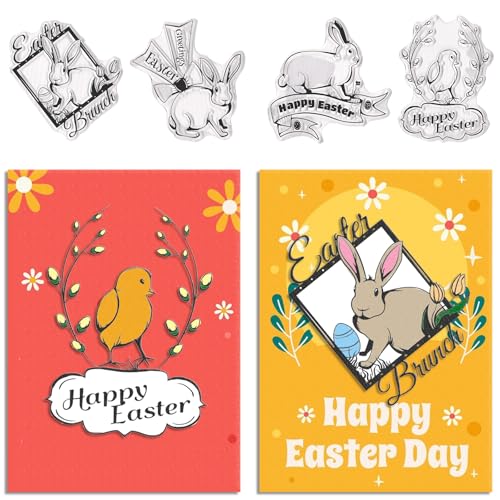 Osterhase Silikon Clear Stamps für Kartenherstellung und Scrapbooking Festliche Frohe Ostern Eier und Kaninchen Stempel Set für DIY Journaling Fotoalbum Dekorationen von Blinket