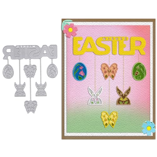 Osterwünsche zum Aufhängen, Stanzformen für Bastelarbeiten, Scrapbooking, Kartenherstellung, Osterdekorationen, Stanzformen mit Hase, Schmetterling und Ei, Designs für kreative Kartenherstellung und von Blinket