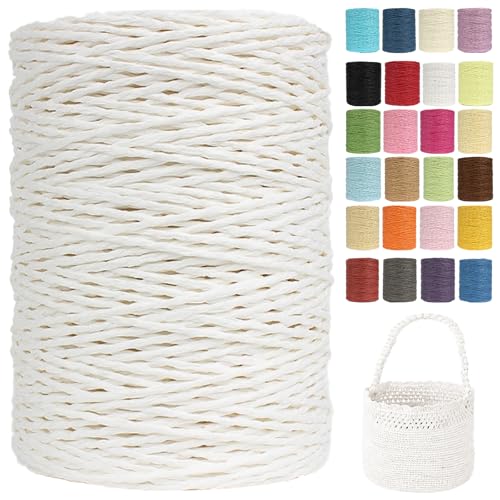 Raffia Garn (2mm X 300m) – Doppelstrang Papierdraht Zum Häkeln & Stricken Von Taschen, Strandmützen & DIY | Weiches Geflochtenes Bastband | Raffia Strickgarn (G14) von BlissFabrics