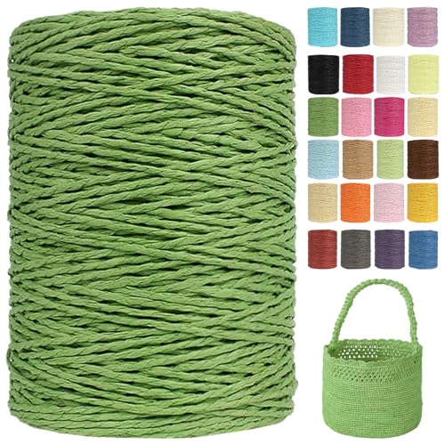 Raffia Garn (2mm X 300m) – Doppelstrang Papierdraht Zum Häkeln & Stricken Von Taschen, Strandmützen & DIY | Weiches Geflochtenes Bastband | Raffia Strickgarn (G19) von BlissFabrics