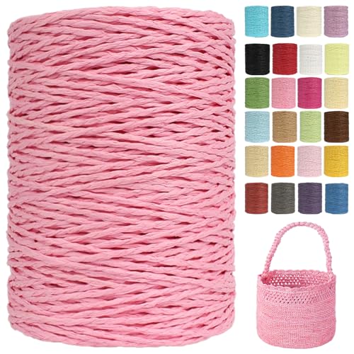 Raffia Garn (2mm X 300m) – Doppelstrang Papierdraht Zum Häkeln & Stricken Von Taschen, Strandmützen & DIY | Weiches Geflochtenes Bastband | Raffia Strickgarn (G23) von BlissFabrics