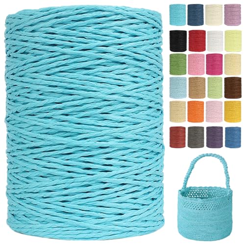 Raffia Garn (2mm X 300m) – Doppelstrang Papierdraht Zum Häkeln & Stricken Von Taschen, Strandmützen & DIY | Weiches Geflochtenes Bastband | Raffia Strickgarn (G3) von BlissFabrics