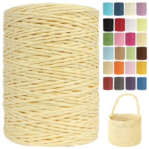 Raffia Garn (2mm X 300m) – Doppelstrang Papierdraht Zum Häkeln & Stricken Von Taschen, Strandmützen & DIY | Weiches Geflochtenes Bastband | Raffia Strickgarn (G35) von BlissFabrics