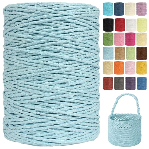 Raffia Garn (2mm X 300m) – Doppelstrang Papierdraht Zum Häkeln & Stricken Von Taschen, Strandmützen & DIY | Weiches Geflochtenes Bastband | Raffia Strickgarn (G36) von BlissFabrics