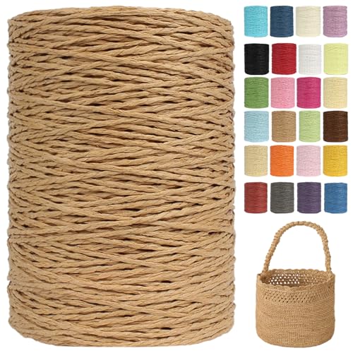 Raffia Garn (2mm X 300m) – Doppelstrang Papierdraht Zum Häkeln & Stricken Von Taschen, Strandmützen & DIY | Weiches Geflochtenes Bastband | Raffia Strickgarn (G39) von BlissFabrics