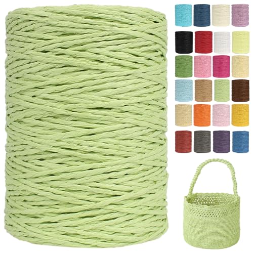 Raffia Garn (2mm X 300m) – Doppelstrang Papierdraht Zum Häkeln & Stricken Von Taschen, Strandmützen & DIY | Weiches Geflochtenes Bastband | Raffia Strickgarn (G40) von BlissFabrics