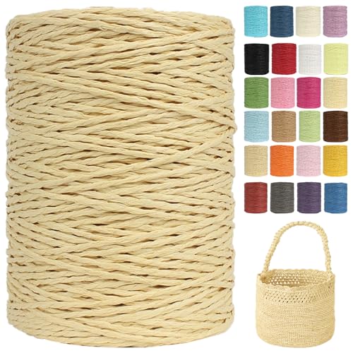 Raffia Garn (2mm X 300m) – Doppelstrang Papierdraht Zum Häkeln & Stricken Von Taschen, Strandmützen & DIY | Weiches Geflochtenes Bastband | Raffia Strickgarn (G46) von BlissFabrics