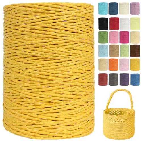 Raffia Garn (2mm X 300m) – Doppelstrang Papierdraht Zum Häkeln & Stricken Von Taschen, Strandmützen & DIY | Weiches Geflochtenes Bastband | Raffia Strickgarn (G59) von BlissFabrics