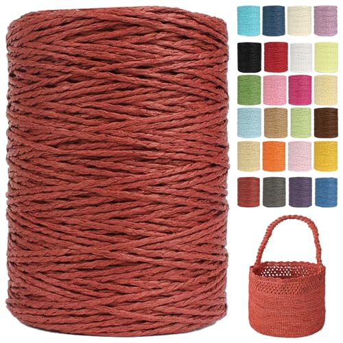 Raffia Garn (2mm X 300m) – Doppelstrang Papierdraht Zum Häkeln & Stricken Von Taschen, Strandmützen & DIY | Weiches Geflochtenes Bastband | Raffia Strickgarn (G62) von BlissFabrics