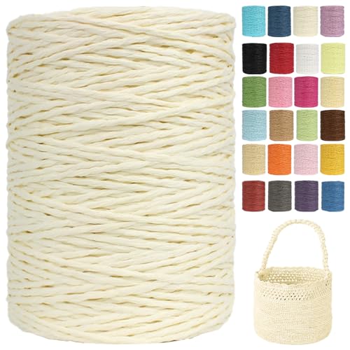 Raffia Garn (2mm X 300m) – Doppelstrang Papierdraht Zum Häkeln & Stricken Von Taschen, Strandmützen & DIY | Weiches Geflochtenes Bastband | Raffia Strickgarn (G8) von BlissFabrics