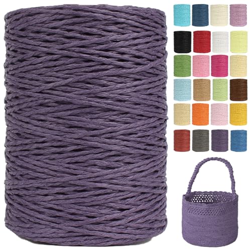 Raffia Garn (2mm X 300m) – Doppelstrang Papierdraht Zum Häkeln & Stricken Von Taschen, Strandmützen & DIY | Weiches Geflochtenes Bastband | Raffia Strickgarn (G87) von BlissFabrics