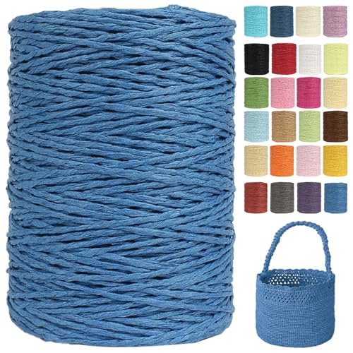 Raffia Garn (2mm X 300m) – Doppelstrang Papierdraht Zum Häkeln & Stricken Von Taschen, Strandmützen & DIY | Weiches Geflochtenes Bastband | Raffia Strickgarn (G88) von BlissFabrics