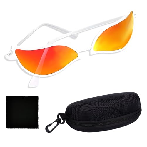 Blisscok Flammen Sonnenbrille Doflamingo Brille mit Brillenetui und Brillentuch,Rave Brille Sonnenbrille Flammen Lustige Sonnenbrille für Party Disco DJ Musik Konzert Live Verkleidung von Blisscok