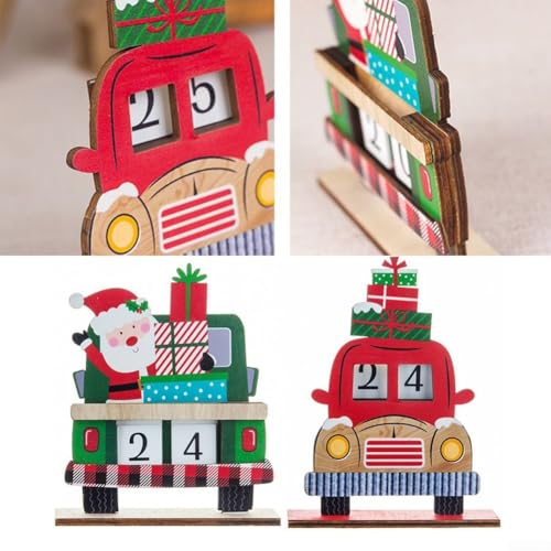 Einzigartiges Auto-Countdown-Ornament aus Holz, perfekt für Weihnachtsfeiern (rot) von BlissfulAbode