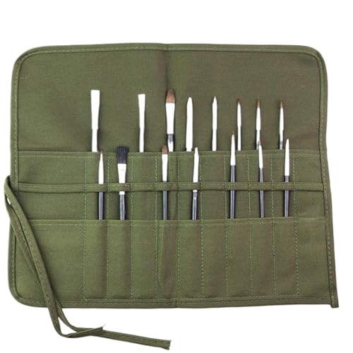 Blogiiup Pinsel Organizer, Pinselhalter, 30 Slots Roll Up Pinsel Organizer, Leinwandpinselpinsel, tragbare Kunstversorgungsbeutel für Pinsel, dunkelgrün von Blogiiup