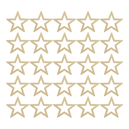 DIY Wood Stars Ornamente, hölzerne Sterne unvollendete hohle natürliche Holzscheiben DIY Craft Project Cutout Verzierungen 25pcs, unvollendete hohle Holzsterne von Blogiiup