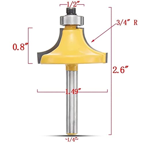 Holzbearbeitungsrouter-Bit-Set, 1/4 Zoll Shank 3/4 Zoll Radius Carbid, rund um den Kantenbit, ein kandentstehendes Mahlen für Holzbearbeitung von Blogiiup