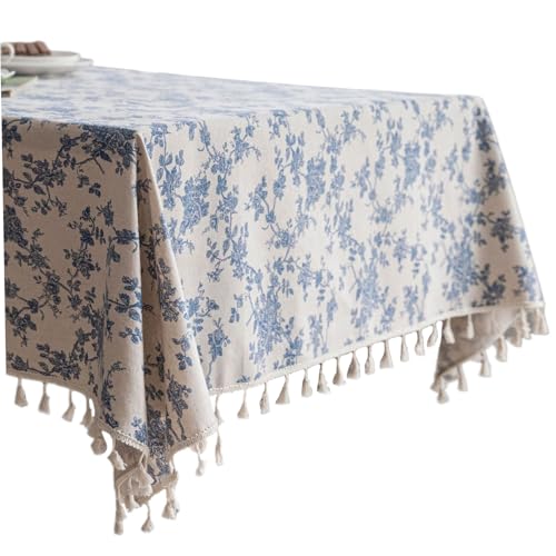 Nette Tischdecke 55.1x86.6x0, 4 Zoll Weiches Boho -Tischtuch mit abgedruckten abgedruckten staubdichten Wäsche -Tischdecken für Rechtecktische für Küchen -Speise -Tischplatten, Tischdecken von Leinen von Blogiiup