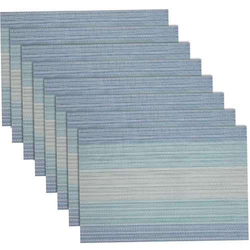 Placemat, 8PCS-Placemats, PVC 12x17.7 Tisch-Tischematen Blau gewebte Nicht rutschfeste Färbung, wasserdicht, waschbar, hitzebeständig von Blogiiup