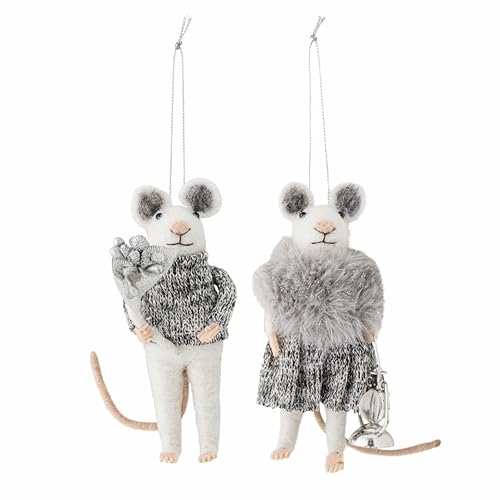 Bloomingville PEO Ornament, Wolle, Grey, L9xH12xW6,5 cm, Set of 2 von Bloomingville