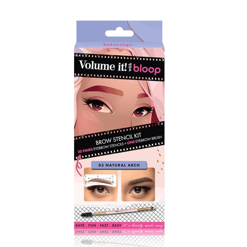 Volumen Drauf Brow Stencil Kit | 03 Natural Arch - 20 Schablonenpaare + 1 Brauenpinsel von BloopAustralia