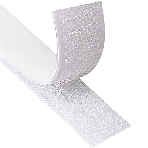 Blooven Klettband Selbstklebend 20 Meter Extra Stark, Doppelseitig Klebende mit Klettverschluss 20mm Breit Selbstklebendes Klebepad Flauschband und Hakenband (Weiß) von Blooven