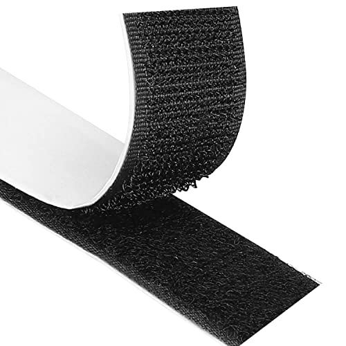 Blooven Klettband Selbstklebend 3 Meter Extra Stark, Doppelseitig Klebende mit Klettverschluss 30mm Breit Selbstklebendes Klebepad Flauschband und Hakenband (Schwarz) von Blooven