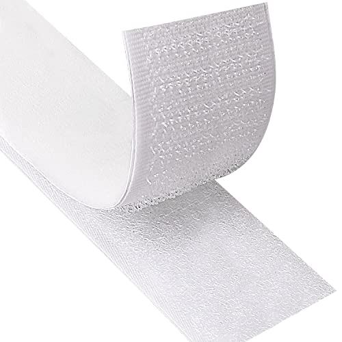 Blooven Klettband Selbstklebend 3 Meter Extra Stark, Doppelseitig Klebende mit Klettverschluss 30mm Breit Selbstklebendes Klebepad Flauschband und Hakenband (Weiß) von Blooven