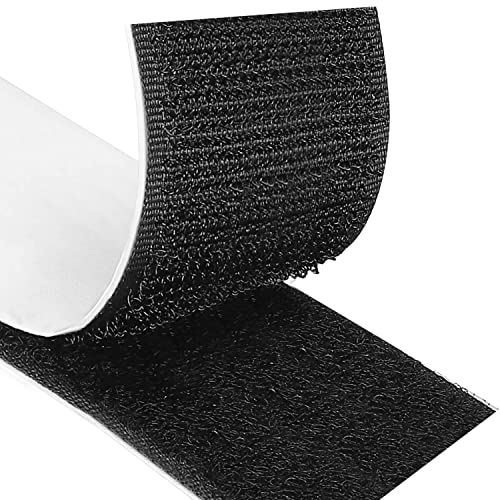 Blooven Klettband Selbstklebend 5 Meter Extra Stark, Doppelseitig Klebende mit Klettverschluss 50mm Breit Selbstklebendes Klebepad Flauschband und Hakenband (Schwarz) von Blooven