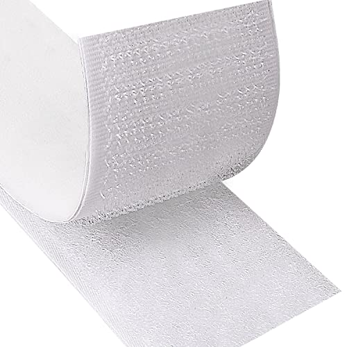 Blooven Klettband Selbstklebend 5 Meter Extra Stark, Doppelseitig Klebende mit Klettverschluss 50mm Breit Selbstklebendes Klebepad Flauschband und Hakenband (Weiß) von Blooven