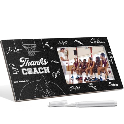 Blosssound Basketball Thanks Coach Gifts Sports Bilderrahmen mit Stift Thanks Coach Rahmen 10,2 x 15,2 cm Foto Geschenke Holz Bild Dekoration für Trainer Wertschätzung (1) von Blosssound