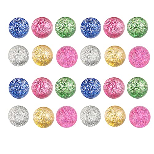 Glitter Flummi, 24 Stück Glitzer Flummies für Kinder, 32mm Flummis Kindergeburtstag, Flummi Kann für Geburtstagsgeschenke Belohnungen im Klassenzimmer Verwendet Werden von BluVast