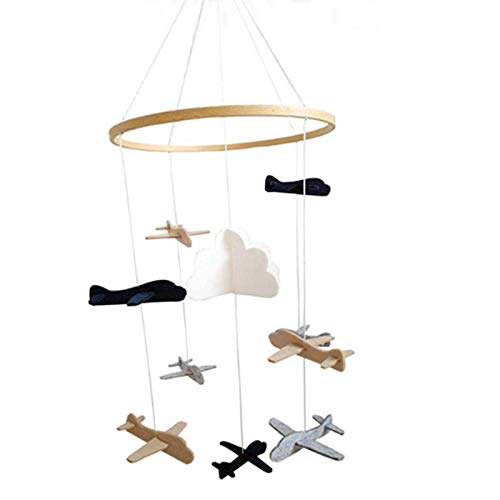 Baby Windspiel Krippe mit Filzbällen - Babybett Mobile Spielzeug | Baby Windspiel Bettglocke | Sternenhimmel/Flugzeug Und Cloud Kinderzimmer Dekoration | Babybett Mobile Für Jungen Und Mädchen von Blue Fish