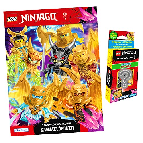 Lego Ninjago Karten Trading Cards Serie 8 - CRYSTALIZED (2023) - 1 Sammelmappe + 1 Blister Sammelkarten Bundle + 10 Originale Hüllen von Blue Ocean / STRONCARD