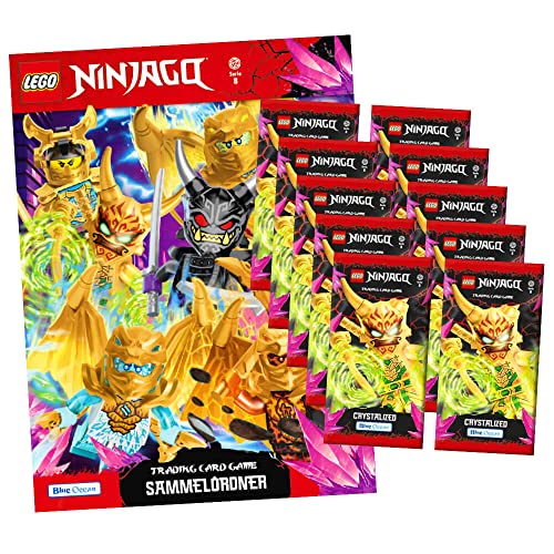 Lego Ninjago Karten Trading Cards Serie 8 - CRYSTALIZED (2023) - 1 Sammelmappe + 10 Booster Sammelkarten Bundle + 10 Originale Hüllen von Blue Ocean / STRONCARD