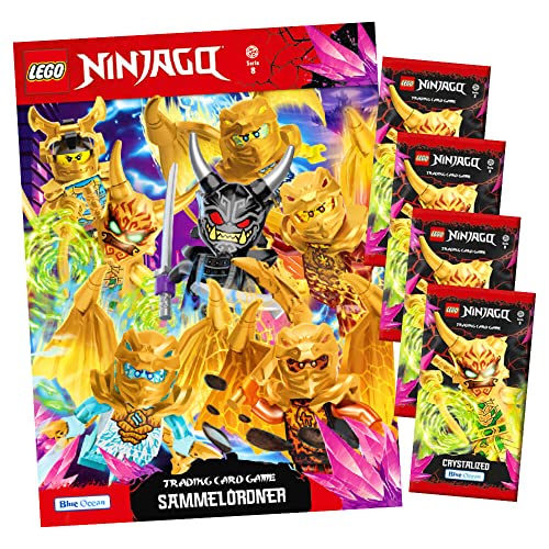 Lego Ninjago Karten Trading Cards Serie 8 - CRYSTALIZED (2023) - 1 Sammelmappe + 4 Booster Sammelkarten Bundle + 10 Originale Hüllen von Blue Ocean / STRONCARD