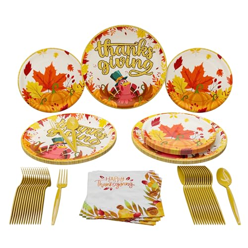 Thanksgiving Party Standard Pack (100 Stück für 16 Gäste) - Thanksgiving Party Supplies, Thanksgiving Party Dekorationen, Herbst Mottoparty, Türkei Party Teller und Servietten, Blue Orchards von Blue Orchards