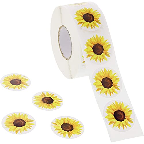 Aufkleber Gelbe Sonnenblumen (1 Rolle mit 1000 Stickern) - Als Belohnungssticker für Kinder, zum Basteln, 3,8 cm von Blue Panda