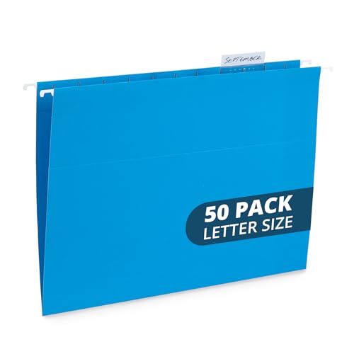 Blue Summit Hängeregistratur-Ordner, Briefgröße, blau, ideal zum Organisieren und einfachen Aufbewahren von Dateien, 50 Stück pro Box von Blue Summit Supplies