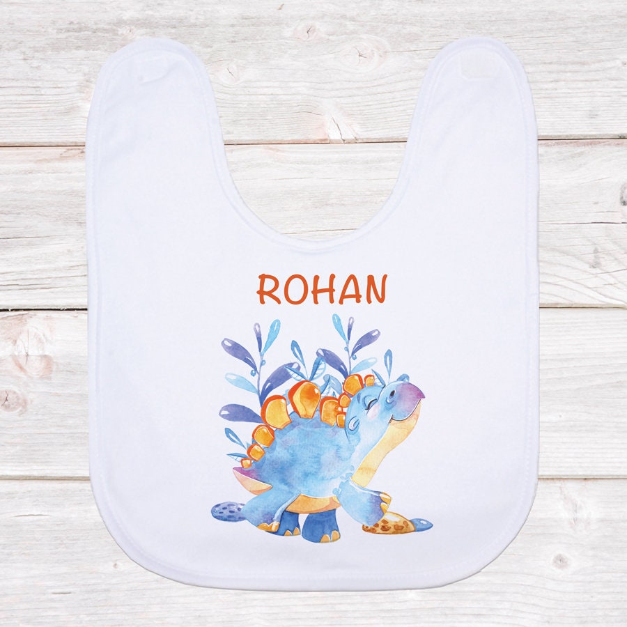 Personalisiertes Baby Lätzchen - Stegosaurus von BlueBoxGiftsAU