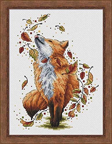 Bluehurric Kreuzstich Stickerei Set Vorgedruckt erwachsene anfanger Fuchs Kreuzstich für Anself DIY Starter Stickbild Handwerk11CT Geschenk Heimdekoration(16×20inch von Bluehurric